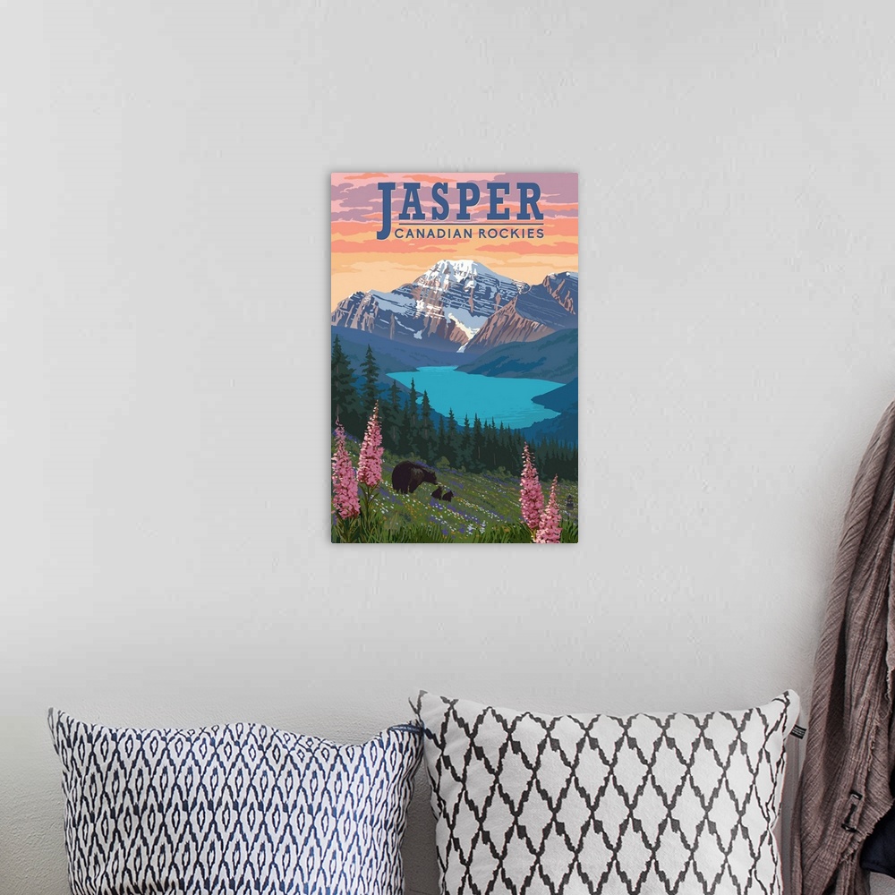 A bohemian room featuring Jasper, Canada - Bear & Spring Flowers