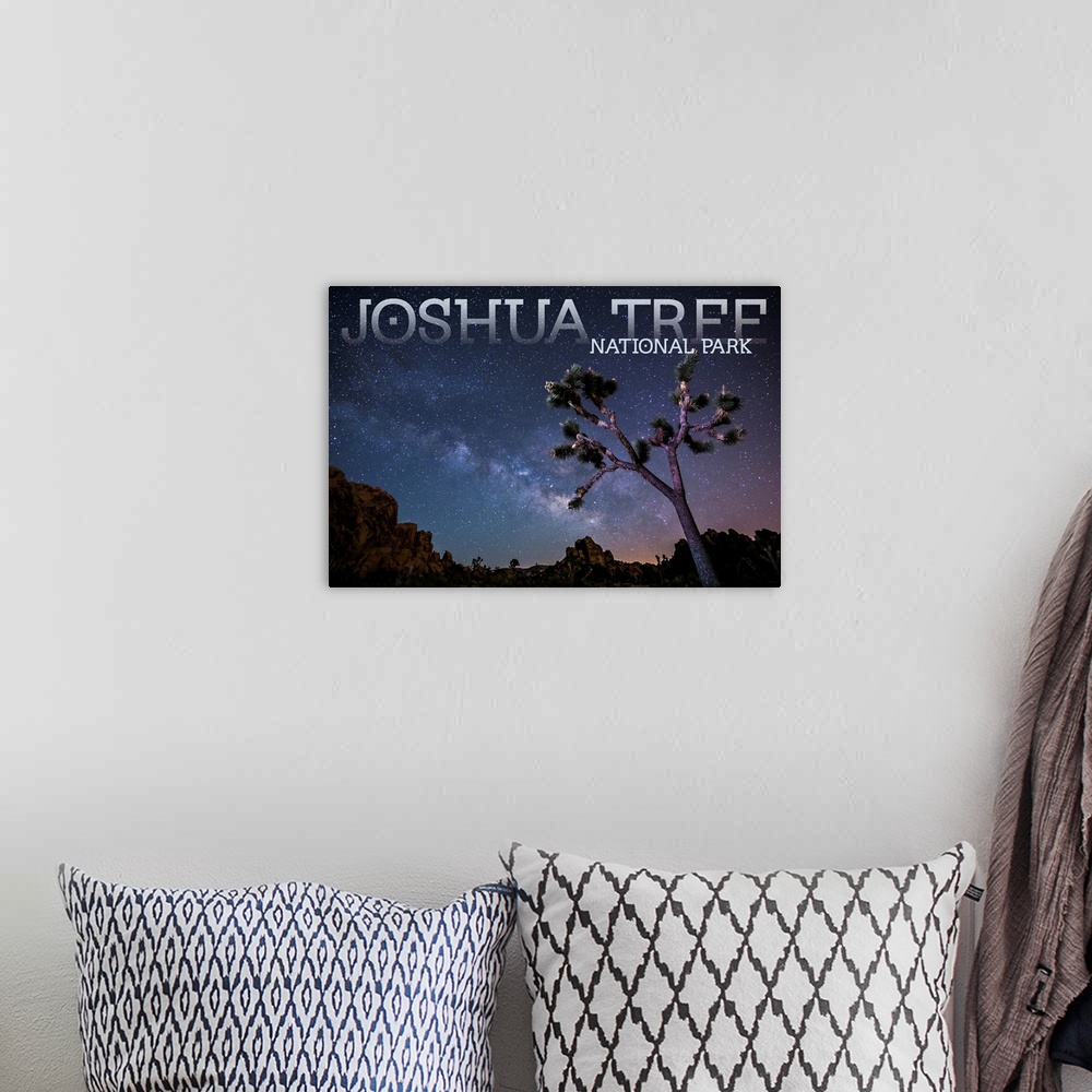 A bohemian room featuring Joshua Tree National Park, Milky Way: Travel Poster