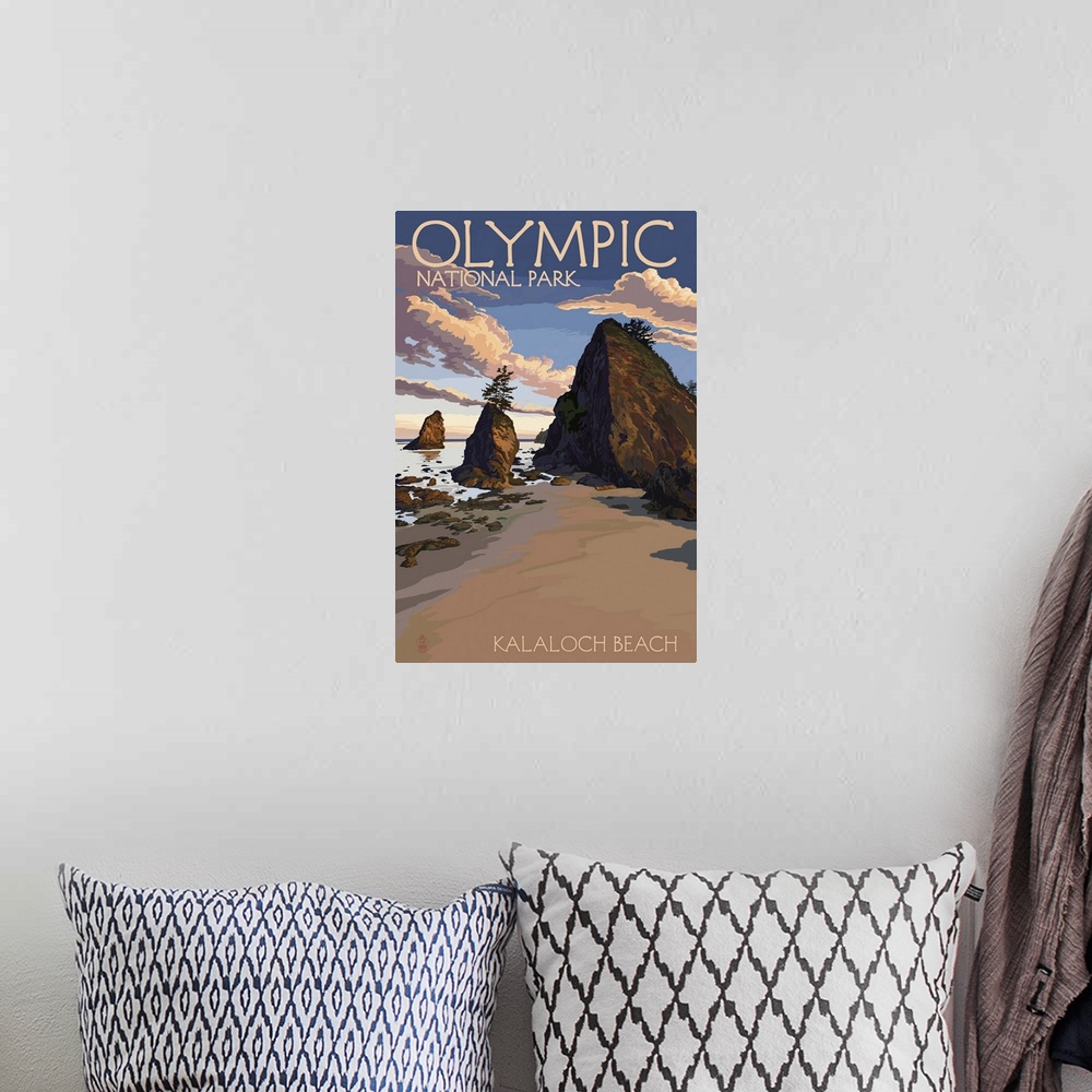 A bohemian room featuring Kalaloch Beach - Olympic National Park, Washington: Retro Travel Poster