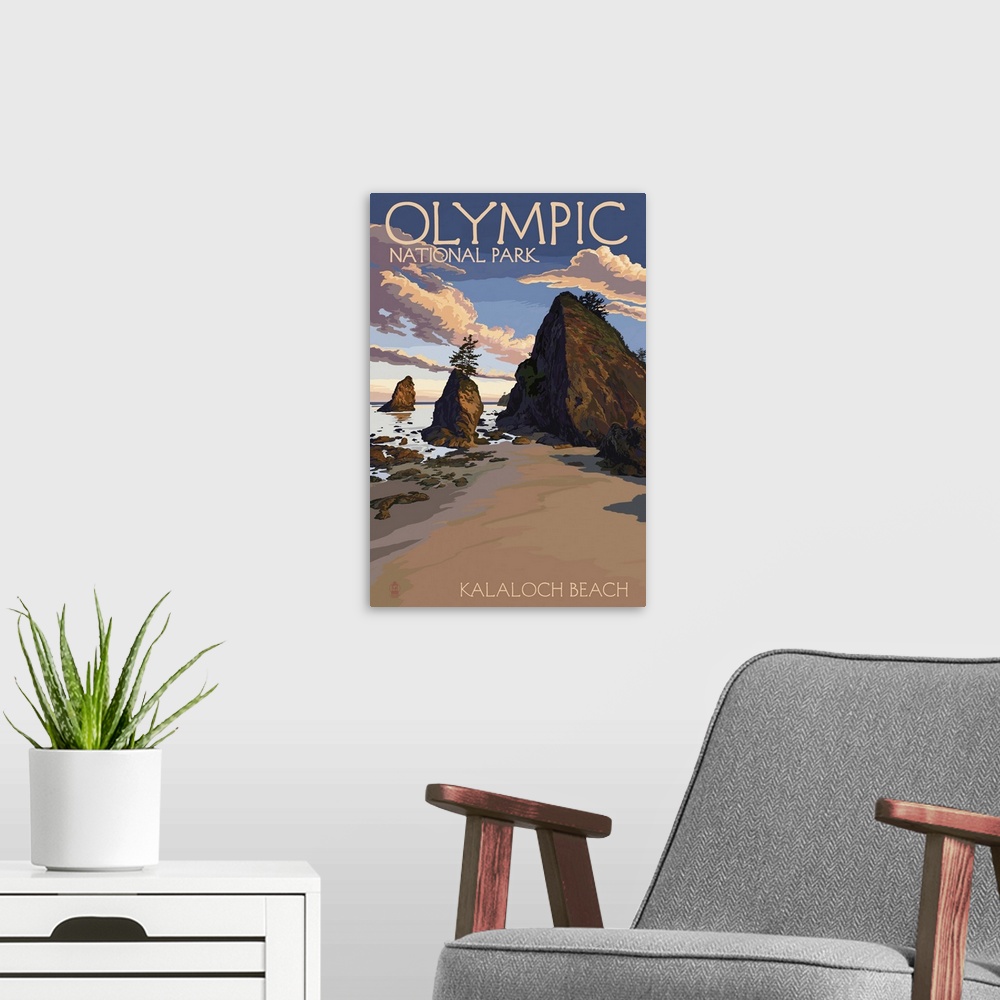 A modern room featuring Kalaloch Beach - Olympic National Park, Washington: Retro Travel Poster