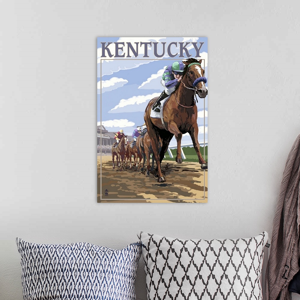 A bohemian room featuring Kentucky, Horse Racing Track Scene