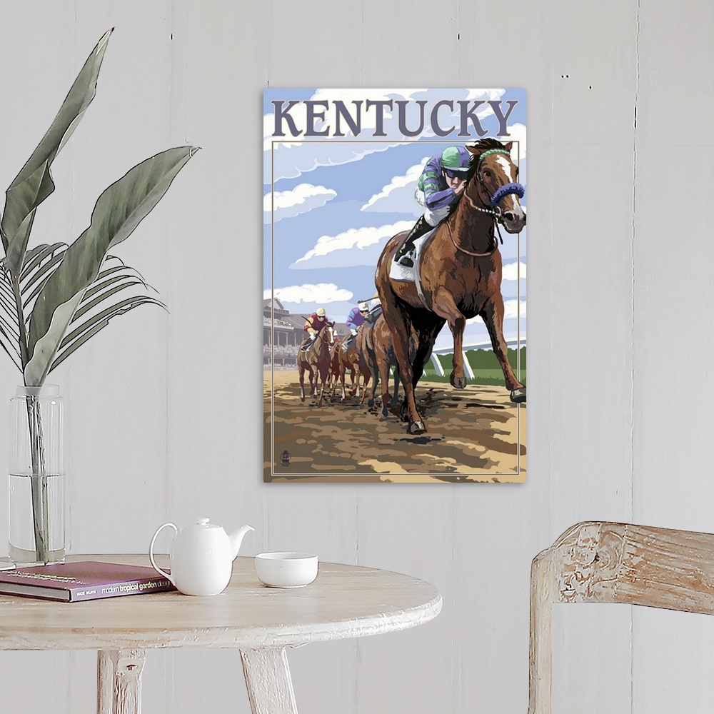 A farmhouse room featuring Kentucky, Horse Racing Track Scene