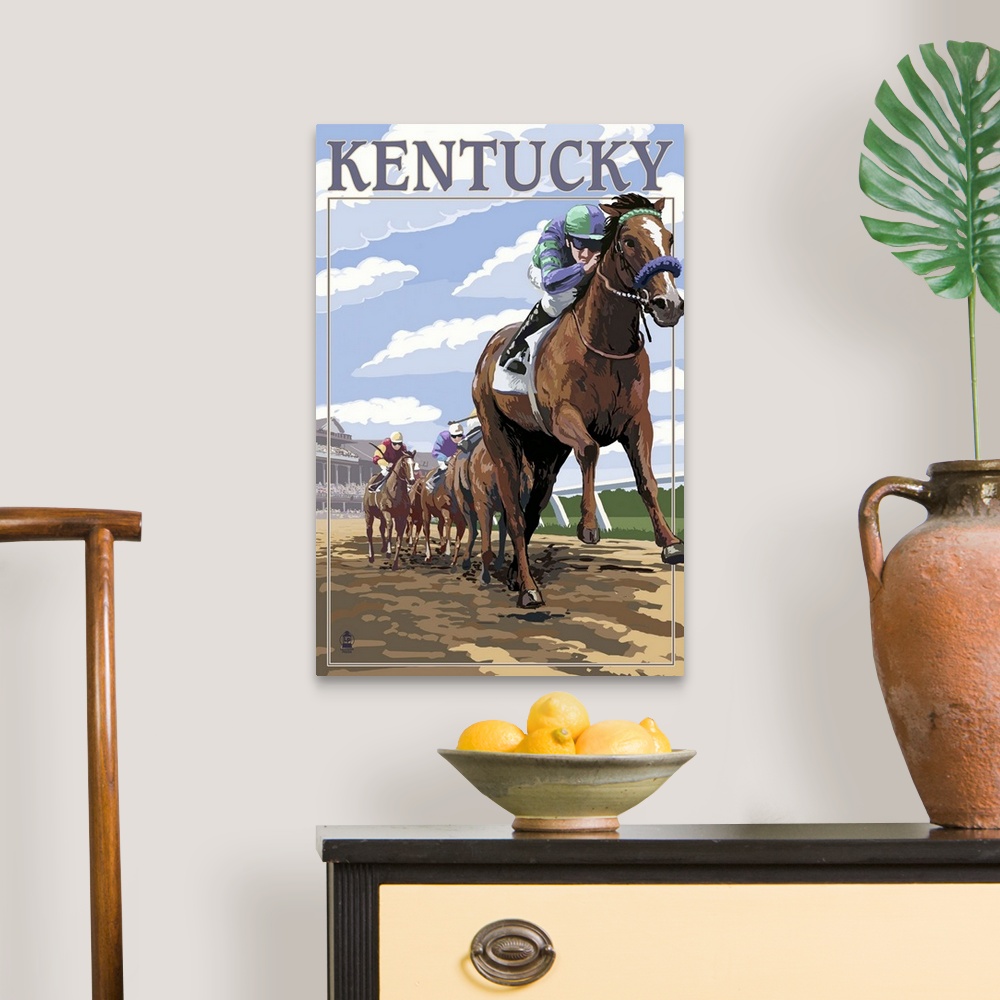 A traditional room featuring Kentucky, Horse Racing Track Scene