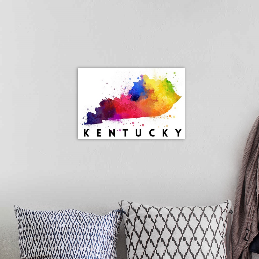 A bohemian room featuring Kentucky - State Abstract Watercolor