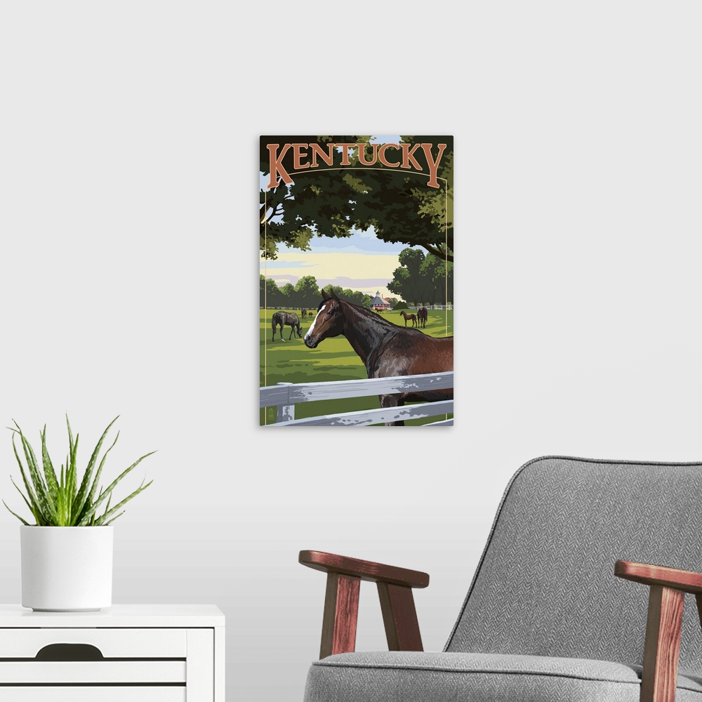 A modern room featuring Kentucky, Thoroughbred Horses