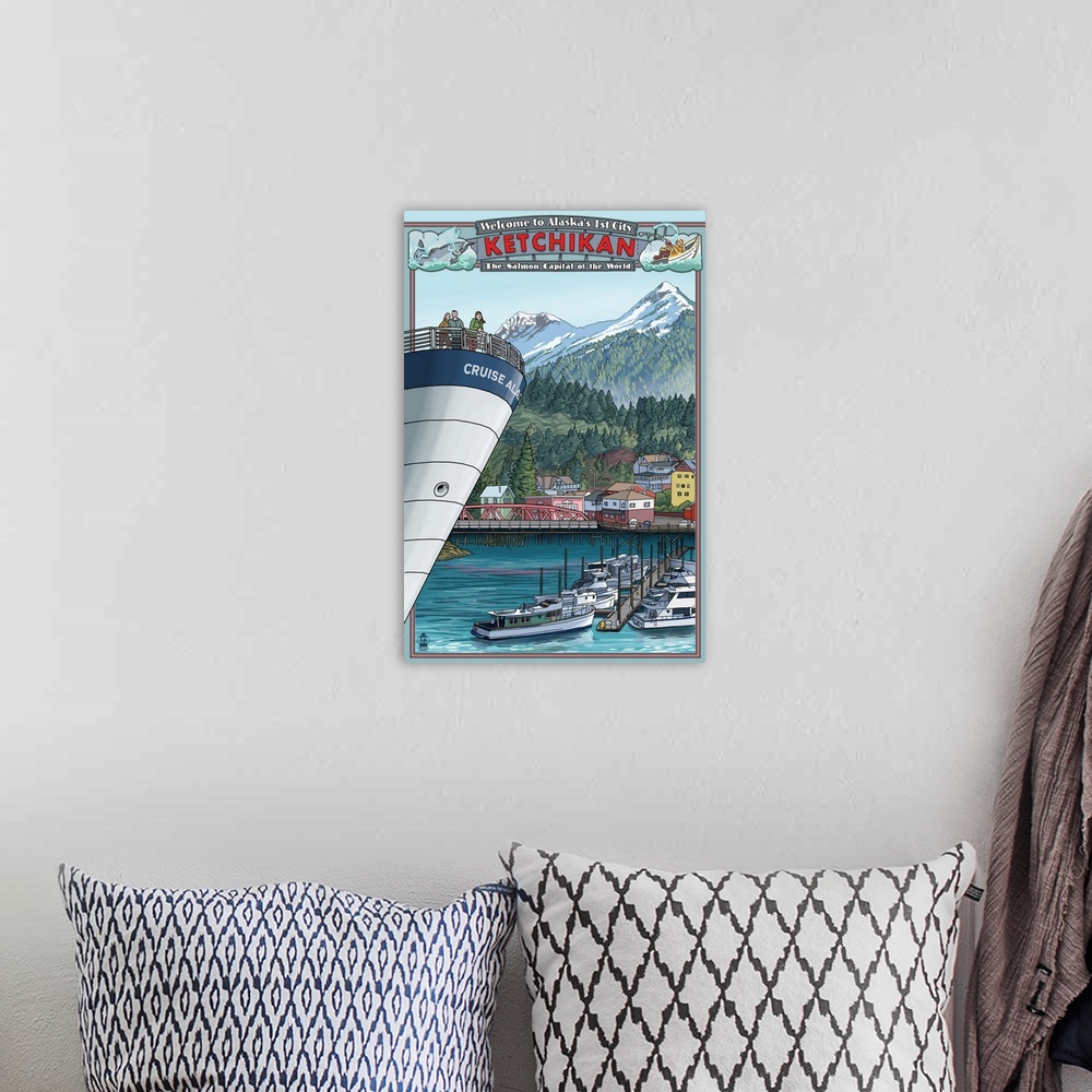 A bohemian room featuring Ketchikan, Alaska Views: Retro Travel Poster