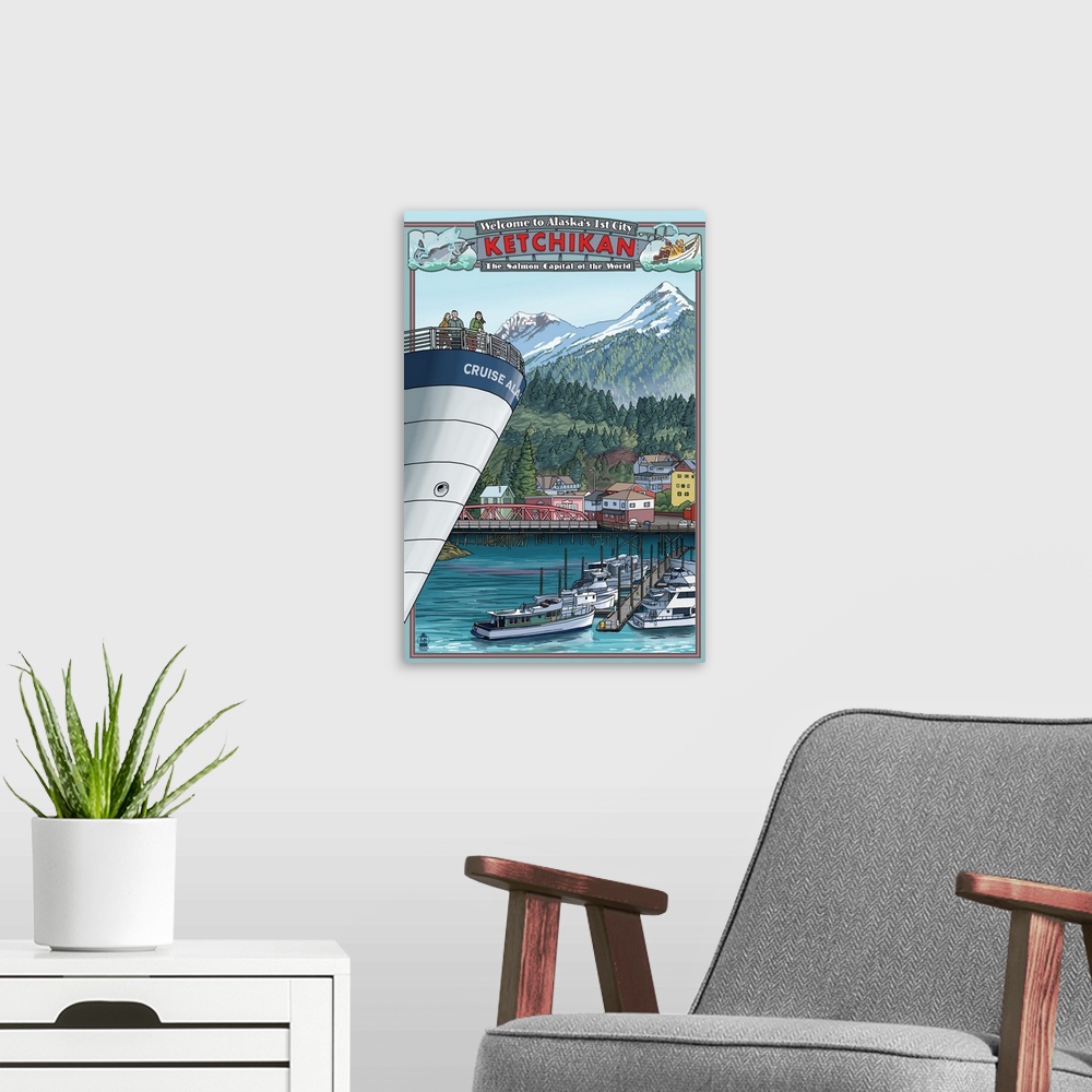A modern room featuring Ketchikan, Alaska Views: Retro Travel Poster