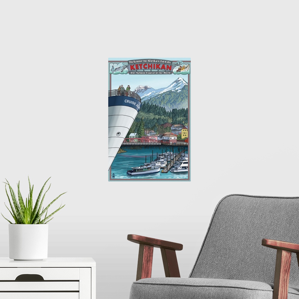 A modern room featuring Ketchikan, Alaska Views: Retro Travel Poster