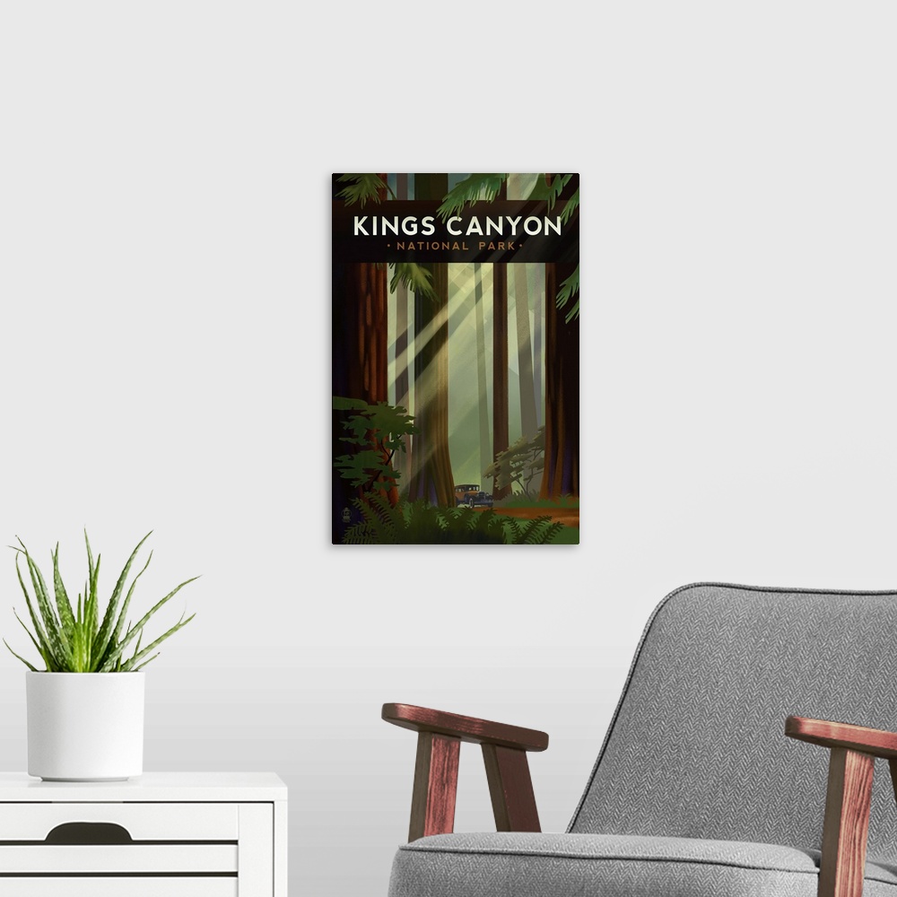 A modern room featuring Kings Canyon National Park, Road Trip: Retro Travel Poster