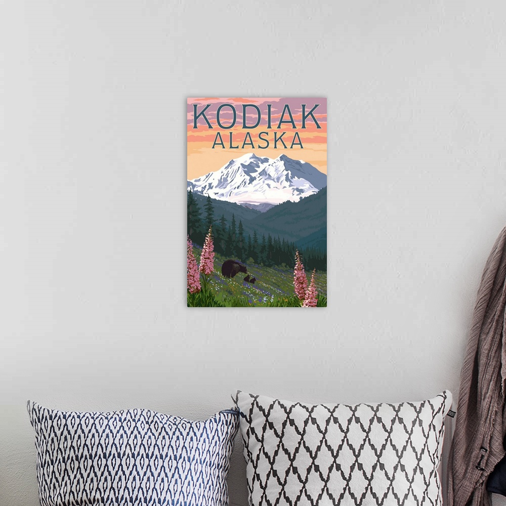 A bohemian room featuring Kodiak, Alaska - Bears & Spring Flowers