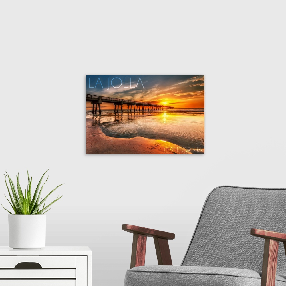 A modern room featuring La Jolla, California, Pier and Sunset