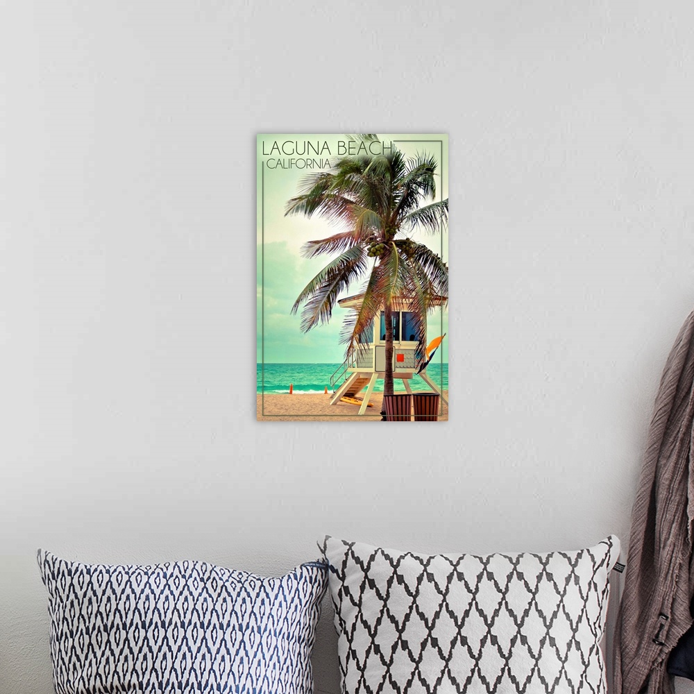 A bohemian room featuring Laguna Beach, California, Lifeguard Shack and Palm