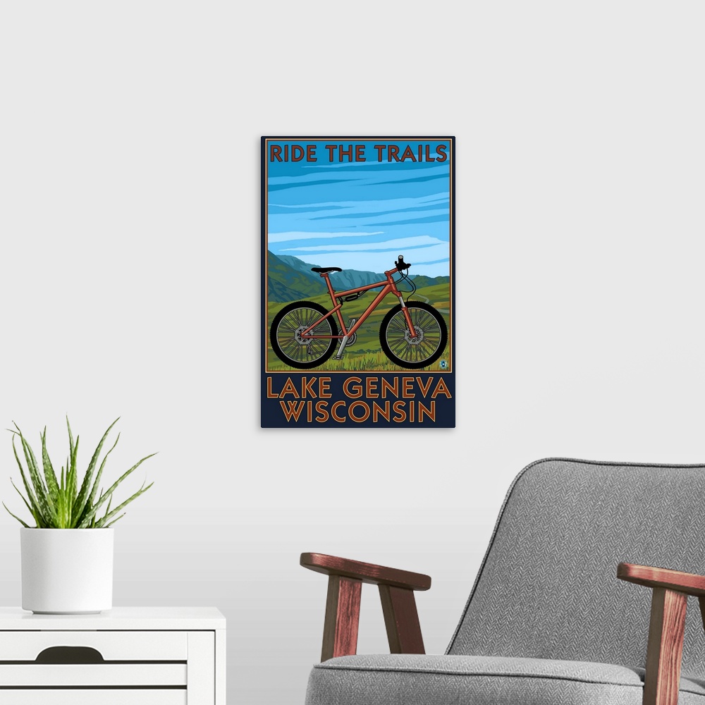 A modern room featuring Lake Geneva, Wisconsin, Mountain Bike Scene, Ride the Trails