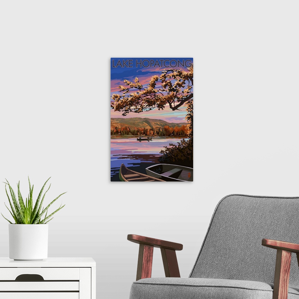 A modern room featuring Lake Hopatcong, New Jersey, Lake Scene at Dusk