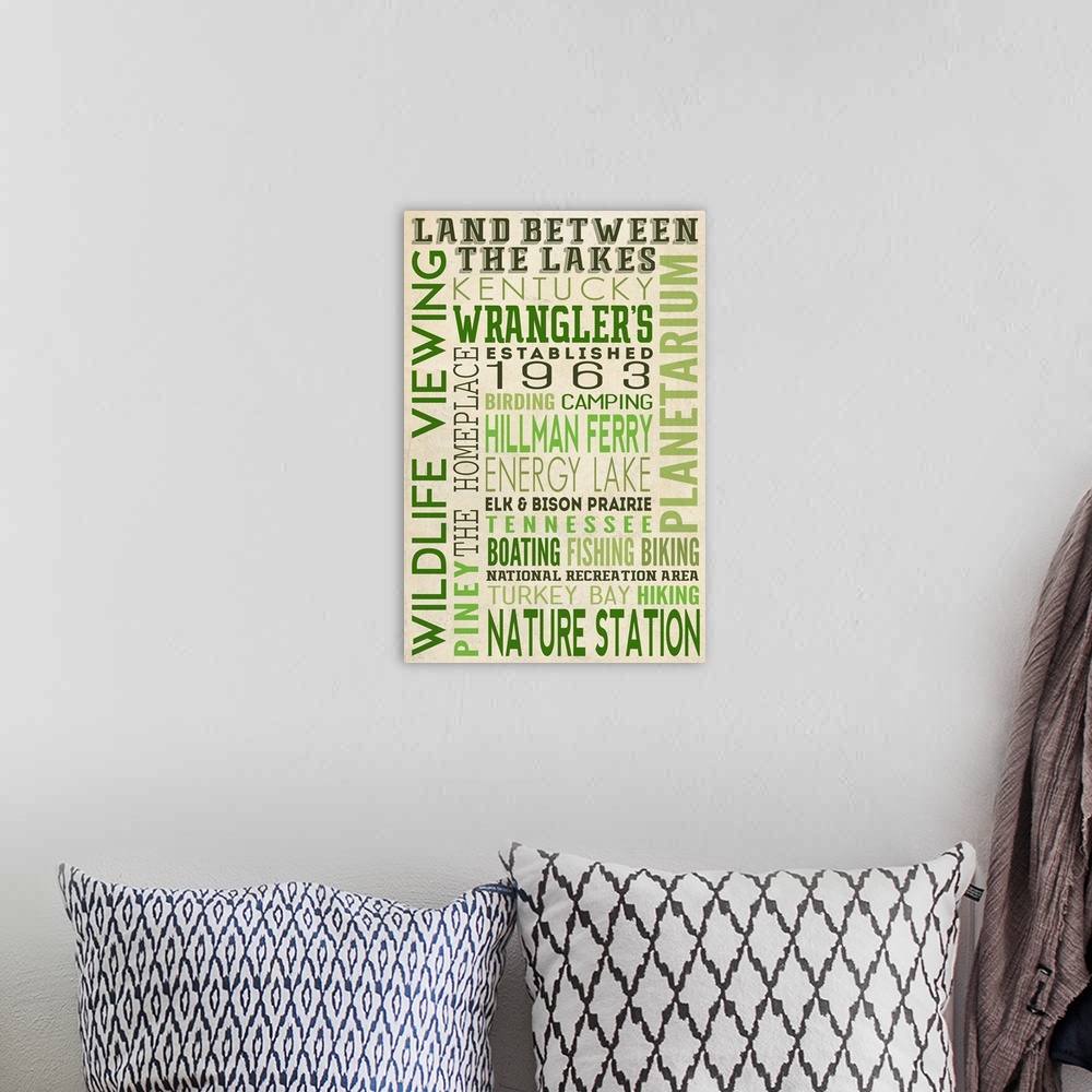 A bohemian room featuring Land Between the Lakes, Kentucky-Tennessee, Typography