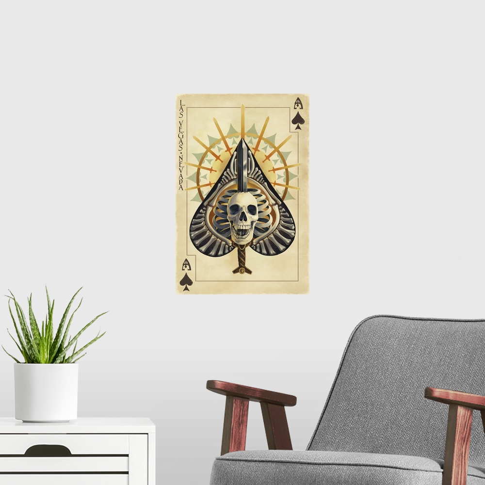 A modern room featuring Las Vegas, Nevada - Ace of Spades: Retro Travel Poster