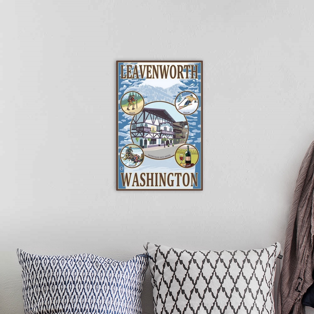 A bohemian room featuring Leavenworth, Washington Views: Retro Travel Poster