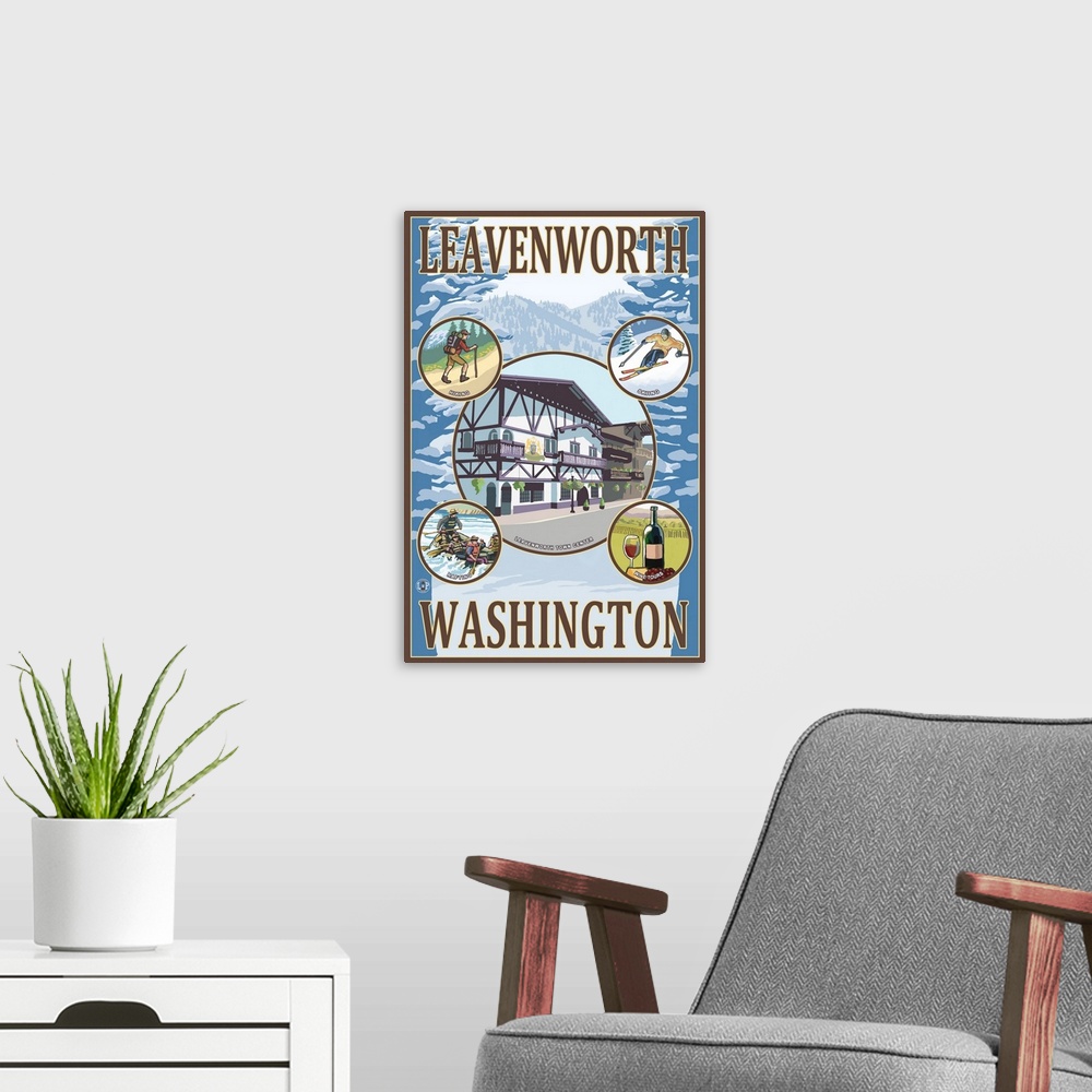 A modern room featuring Leavenworth, Washington Views: Retro Travel Poster