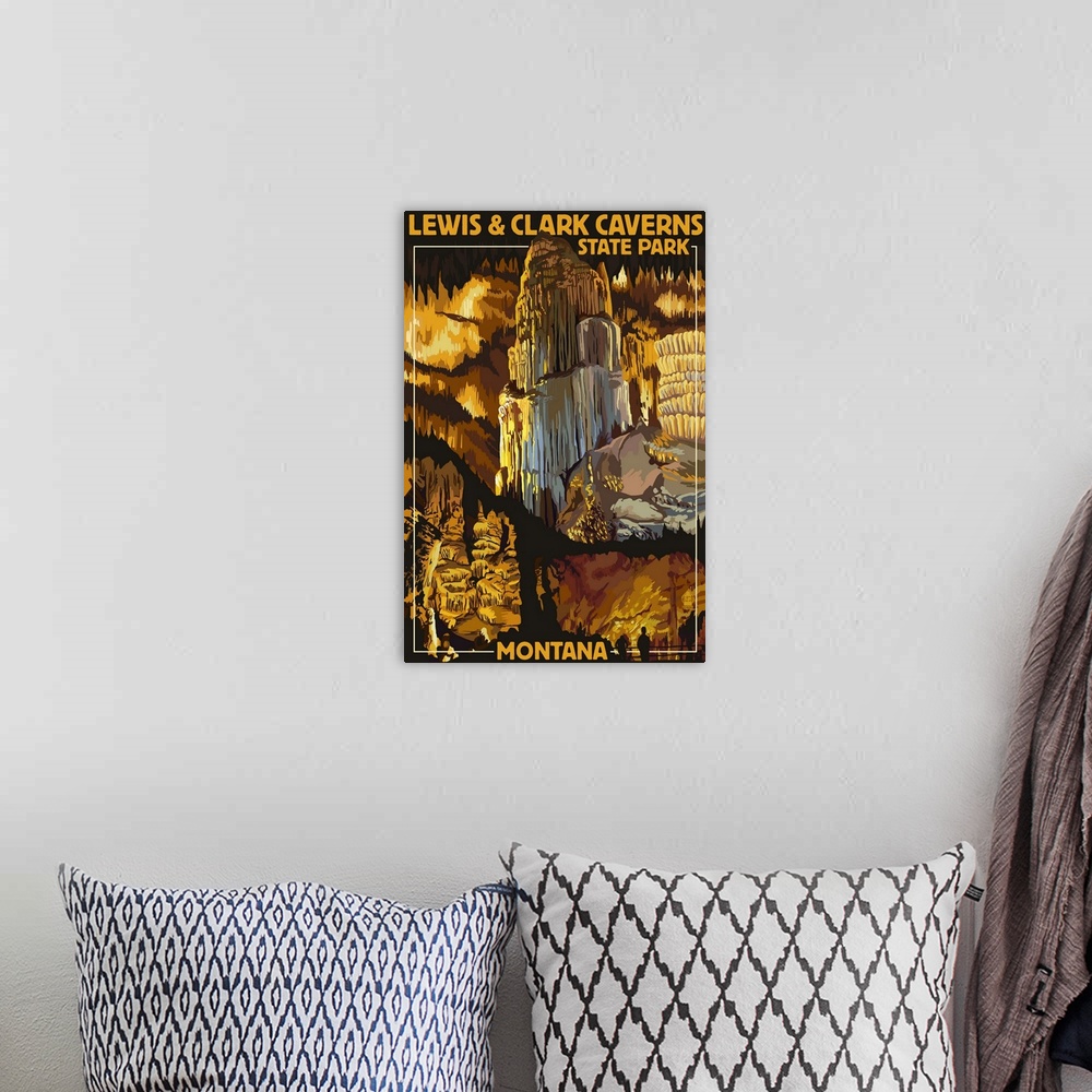 A bohemian room featuring Lewis and Clark Caverns State Park, Montana: Retro Travel Poster