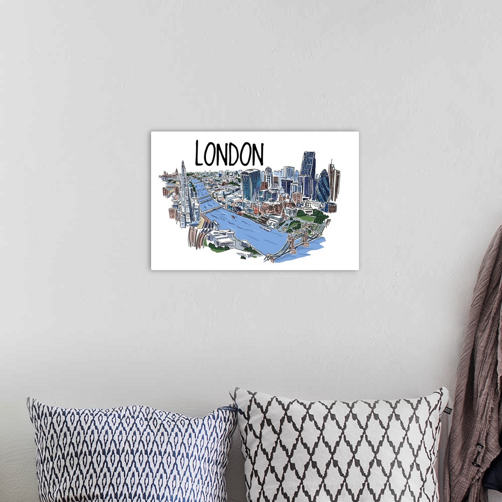 A bohemian room featuring London, England - Line Drawing