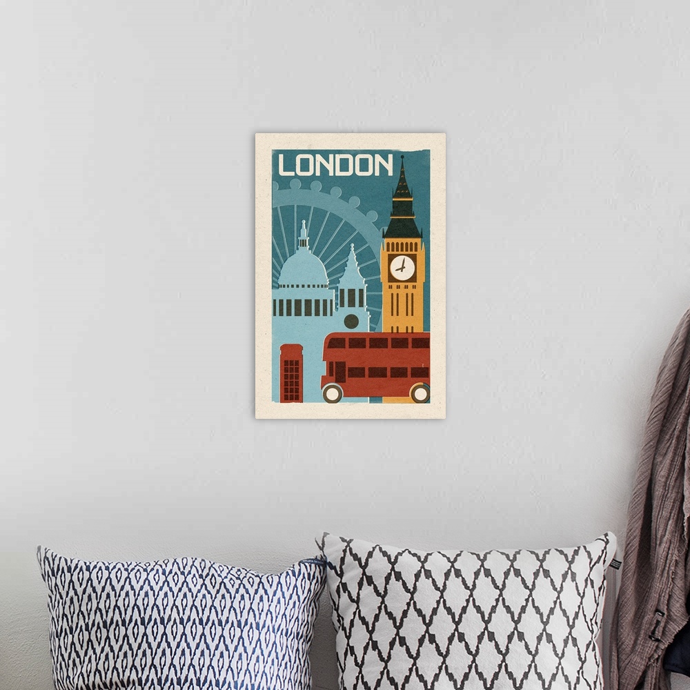 A bohemian room featuring London, Woodblock