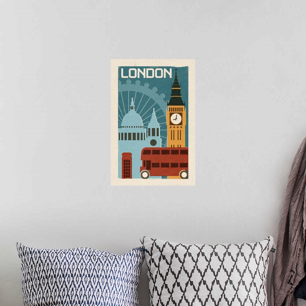 A bohemian room featuring London, Woodblock