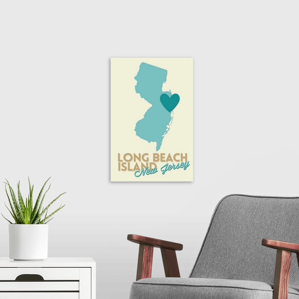A modern room featuring Long Beach Island, New Jersey, Blue and Teal, Heart Design