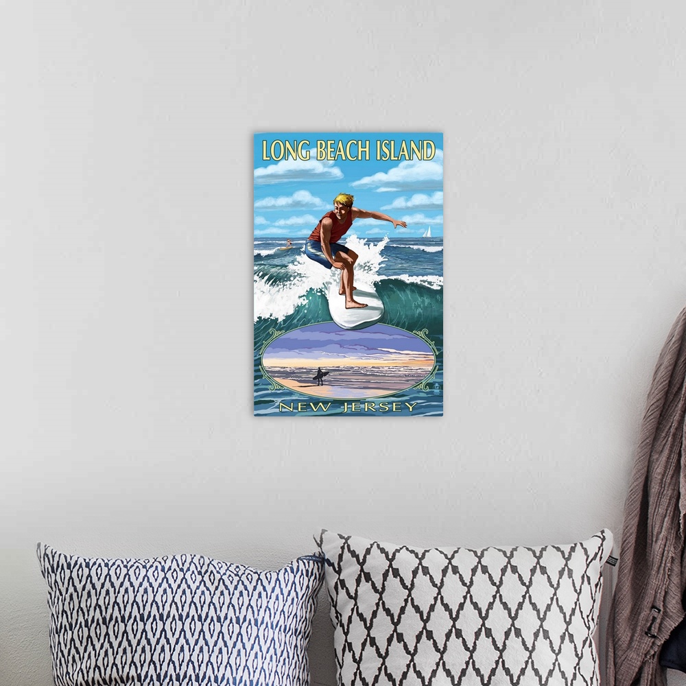 A bohemian room featuring Long Beach Island, New Jersey, Day Surfer with Inset