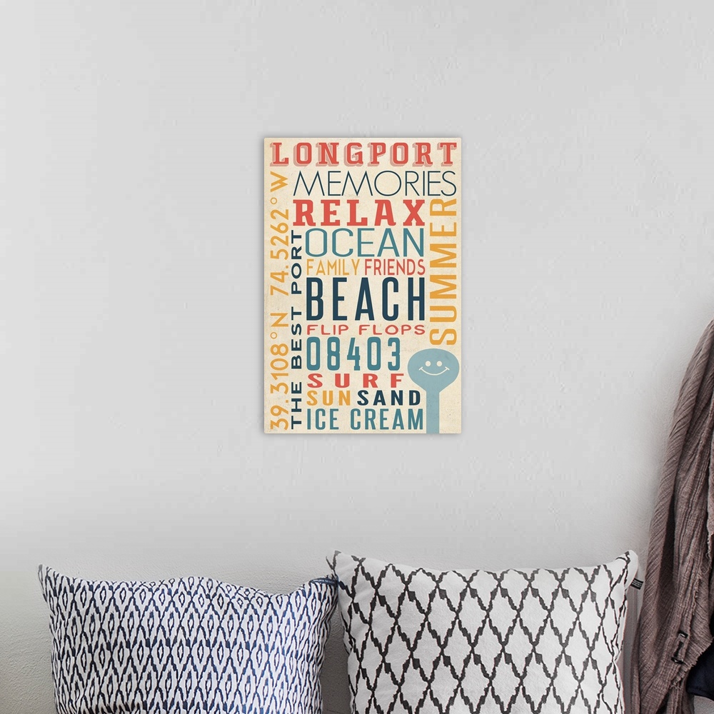 A bohemian room featuring Longport, New Jersey, Typography