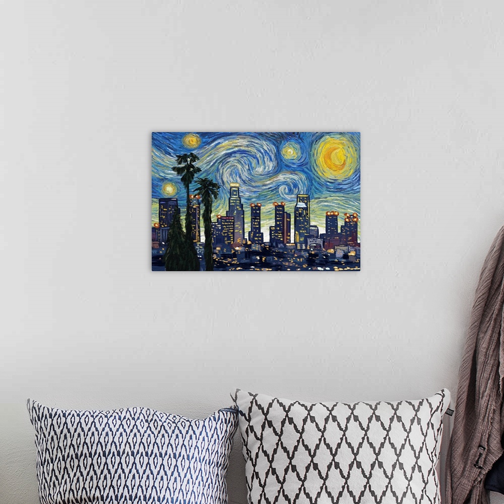 A bohemian room featuring Los Angeles, California - Starry Night City Series