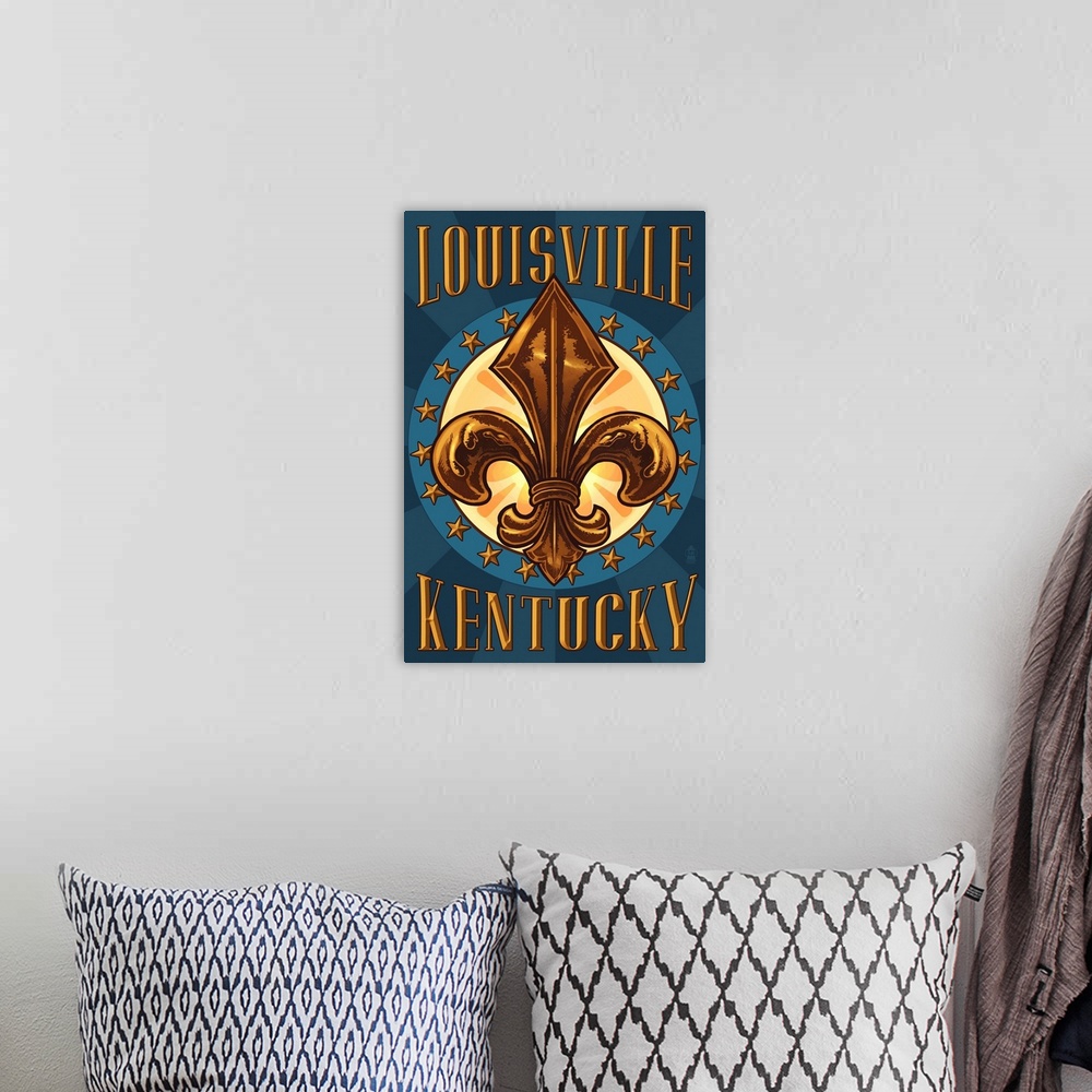 A bohemian room featuring Louisville, Kentucky - Fleur de Lis: Retro Travel Poster