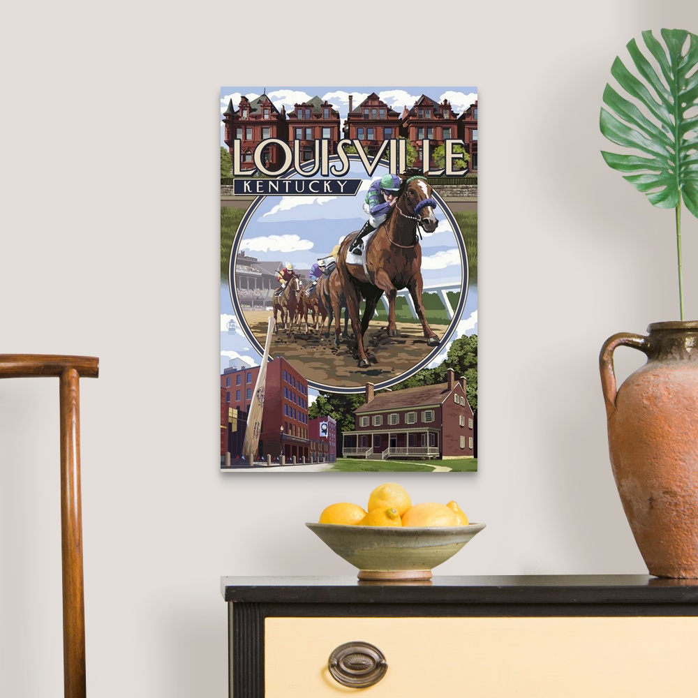 A traditional room featuring Louisville, Kentucky - Montage Scenes: Retro Travel Poster