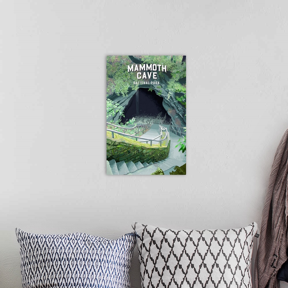 A bohemian room featuring Mammoth Cave National Park, Cave Entrance: Retro Travel Poster