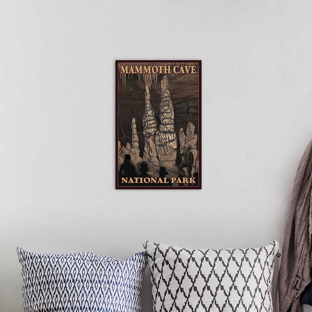 A bohemian room featuring Mammoth Cave National Park - Onyx Pillars: Retro Travel Poster