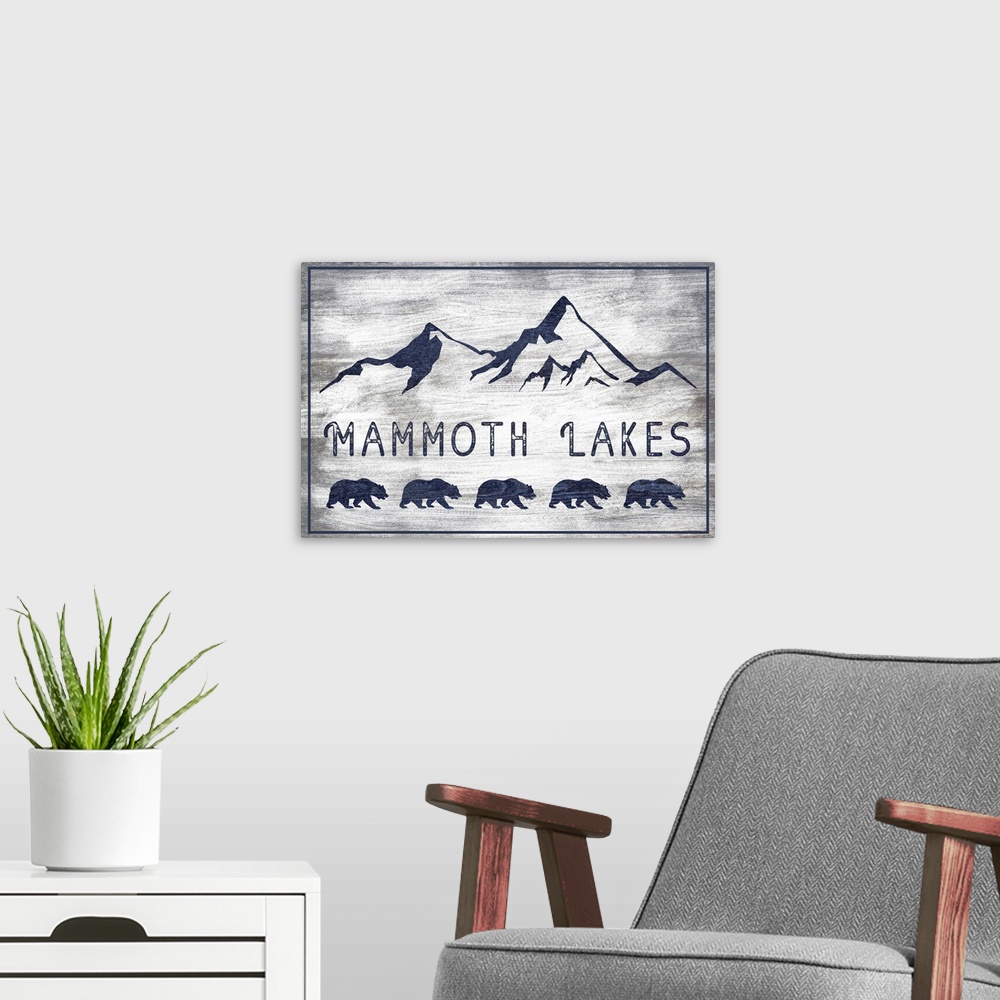 A modern room featuring Mammoth Lakes, California - Grizzly Bears & Mountains - Rustic