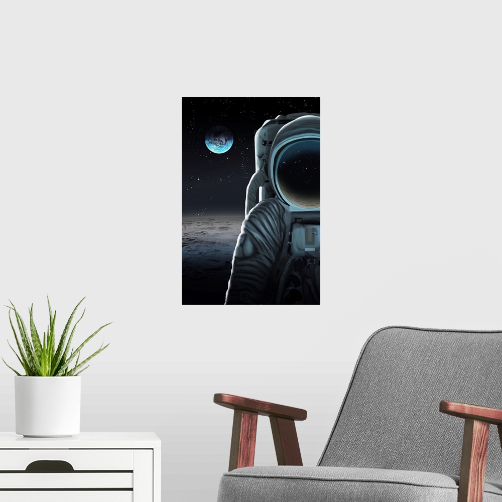 A modern room featuring Man On The Moon