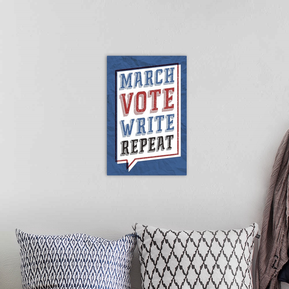A bohemian room featuring March, Vote, Write, Repeat - Civil Rights