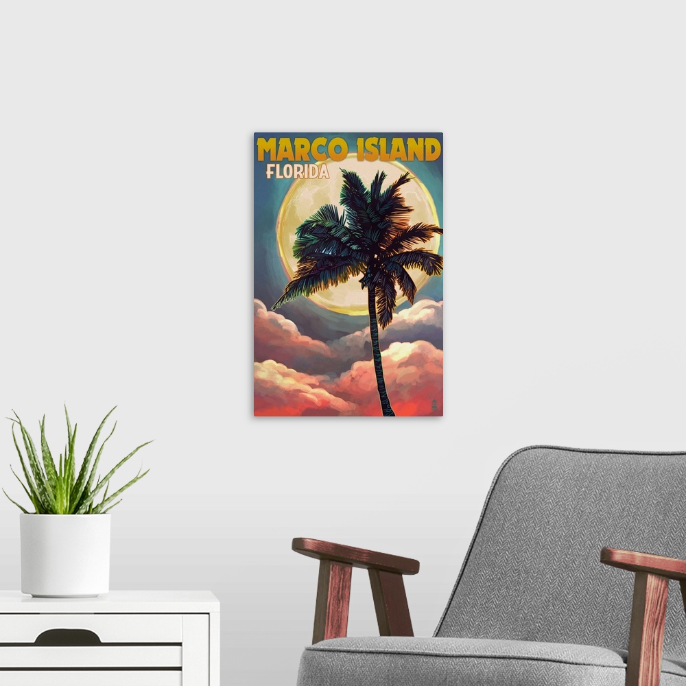 A modern room featuring Marco Island, Florida, Palms and Moon