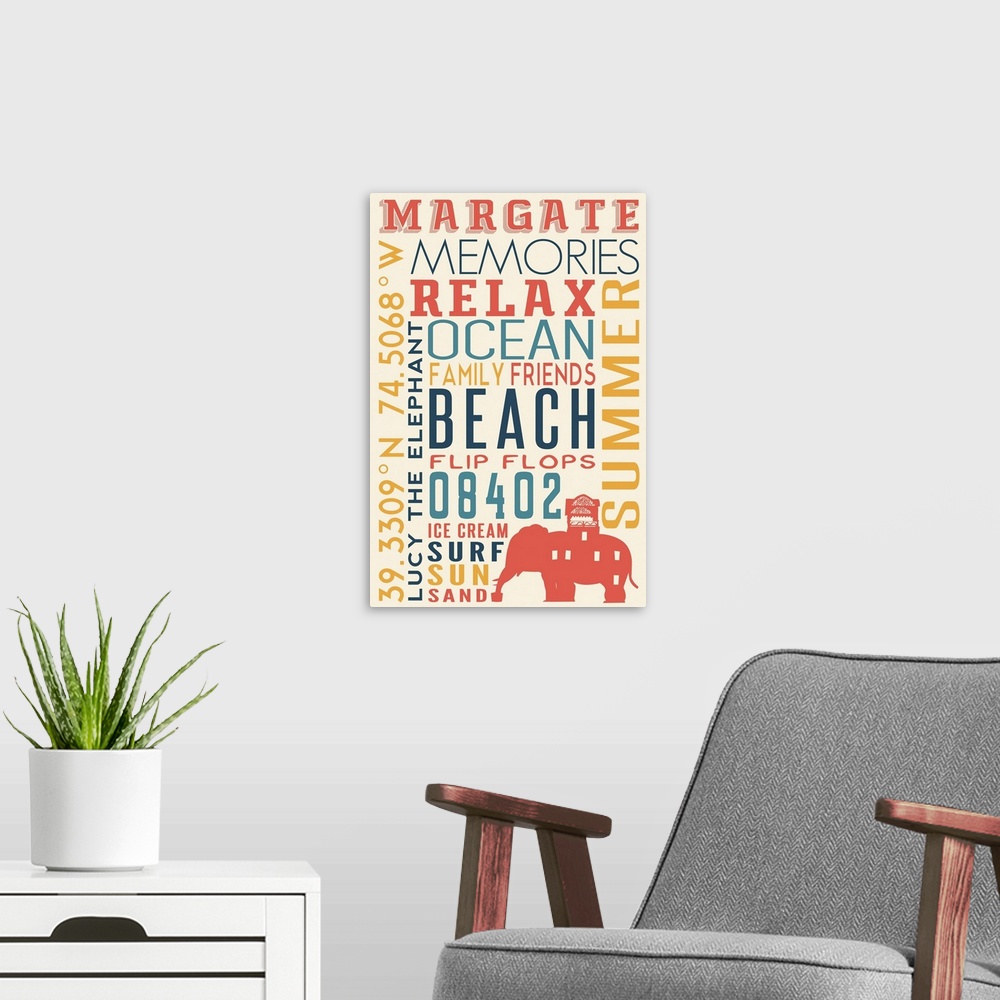 A modern room featuring Margate, New Jersey, Typography