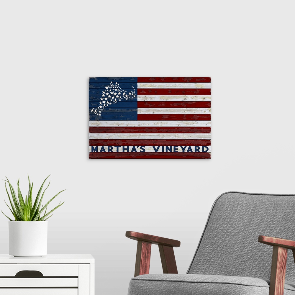 A modern room featuring Martha's Vineyard, USA Flag and Stars