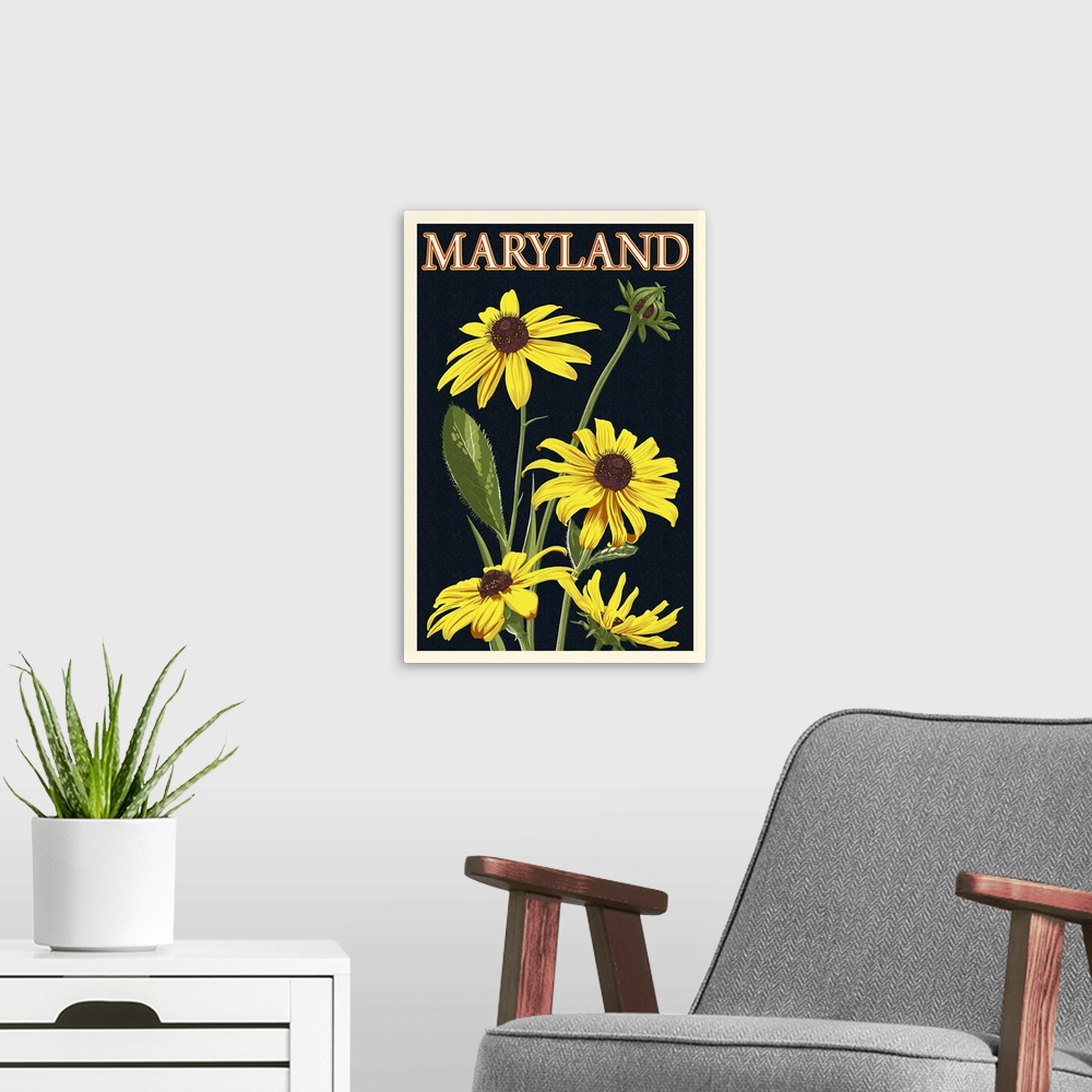 A modern room featuring Maryland, Black Eyed Susan, Letterpress