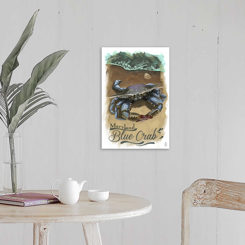 A farmhouse room featuring Maryland, Blue Crab, Watercolor
