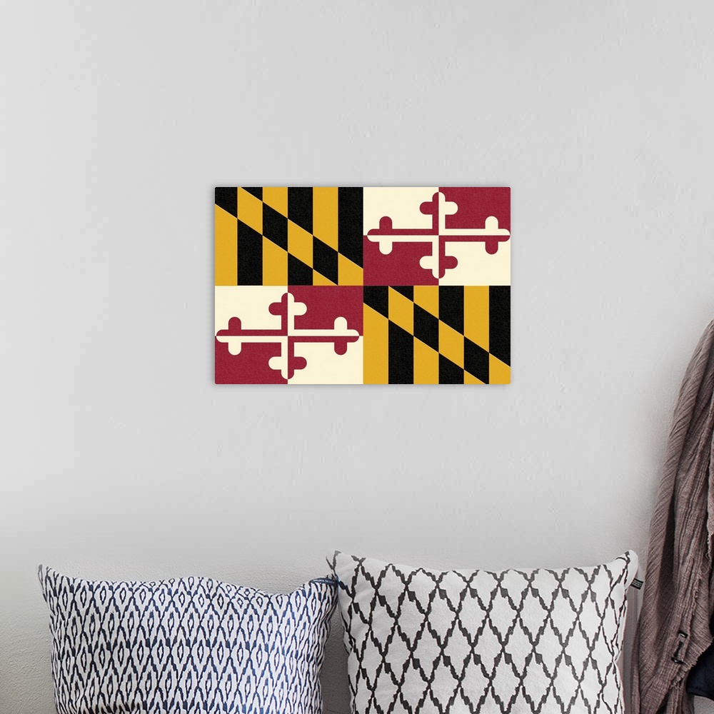 A bohemian room featuring Maryland State Flag