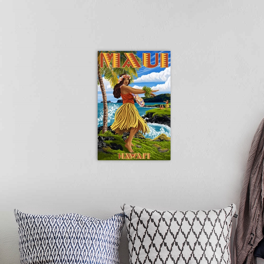 A bohemian room featuring Maui, Hawaii, Hula Girl on Coast