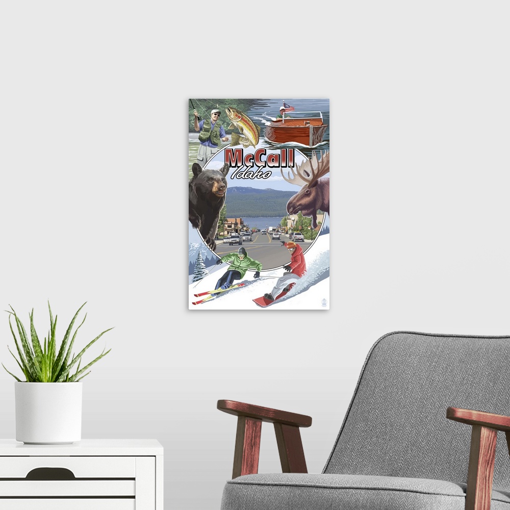 A modern room featuring McCall, Idaho - Montage: Retro Travel Poster