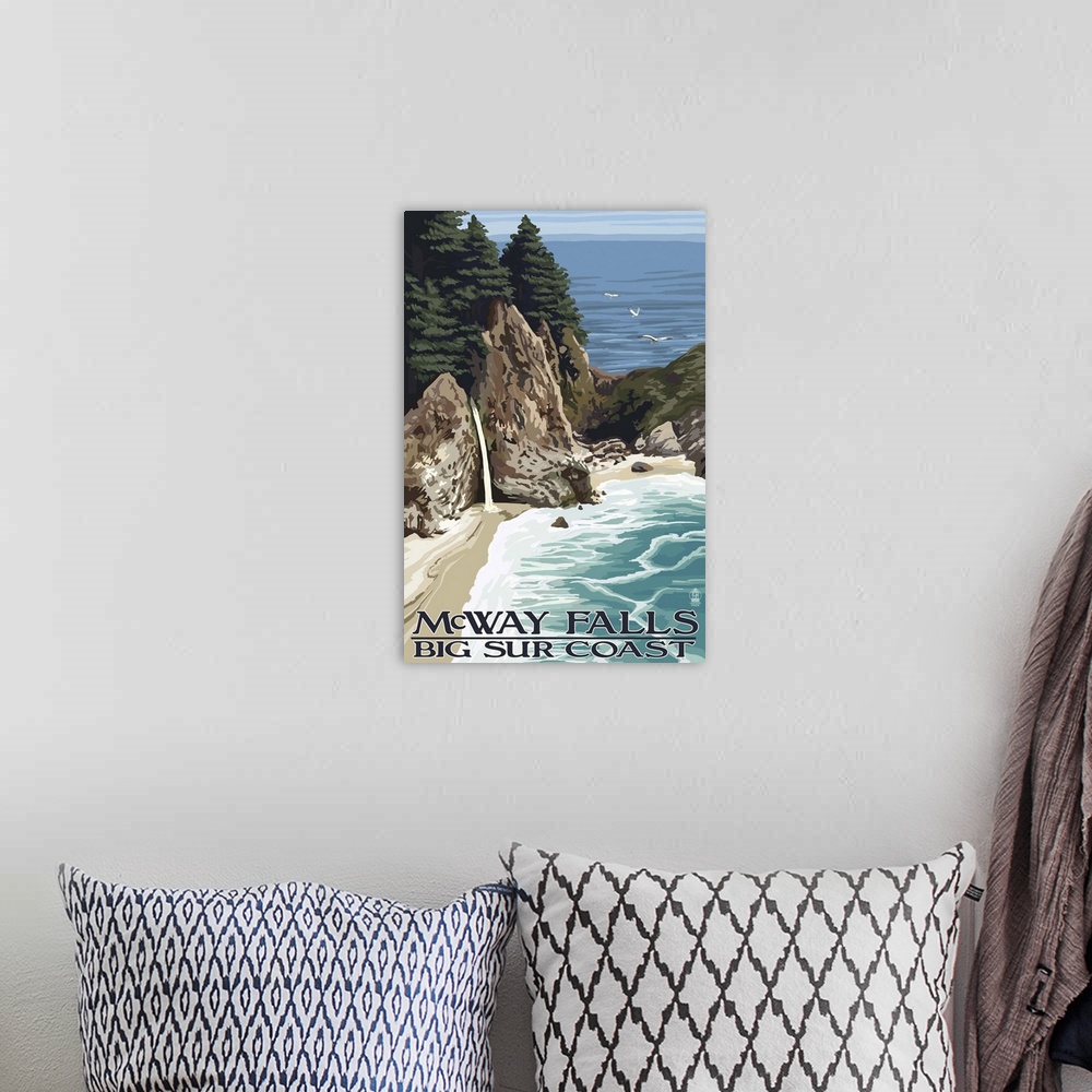 A bohemian room featuring McWay Falls, Big Sur Coast, California