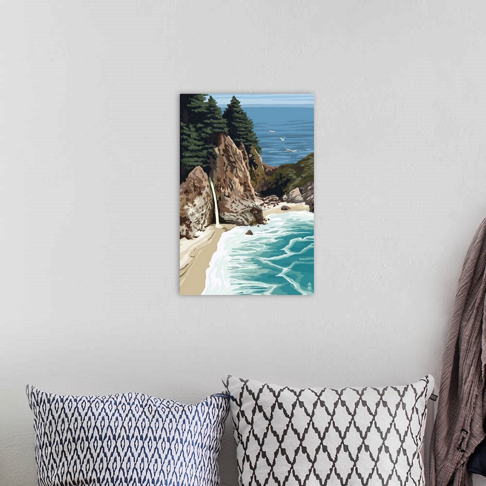A bohemian room featuring McWay Falls, Big Sur Coast, California