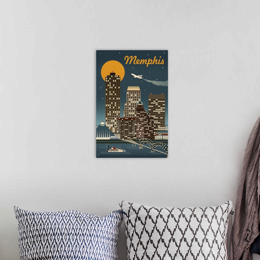 A bohemian room featuring Memphis, Tennessee, Retro Skyline