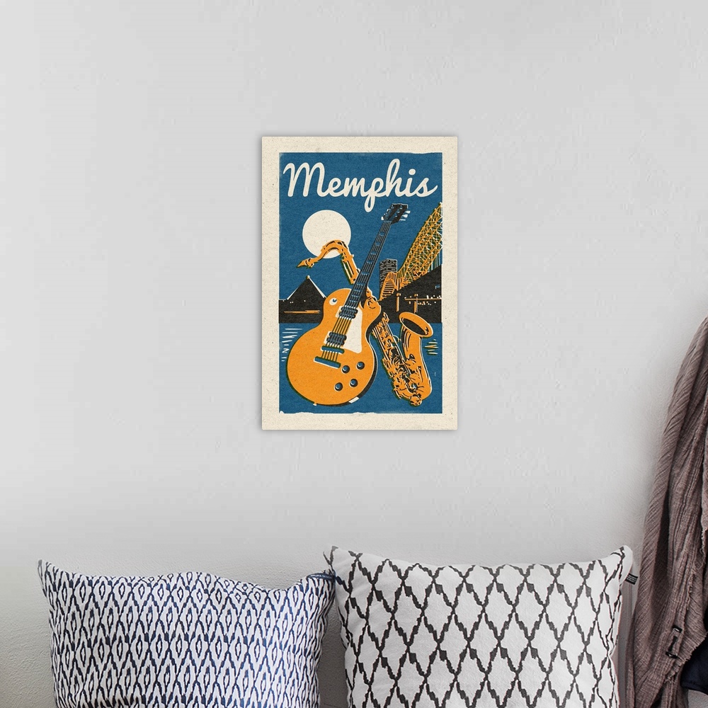 A bohemian room featuring Memphis, Tennessee - Woodblock