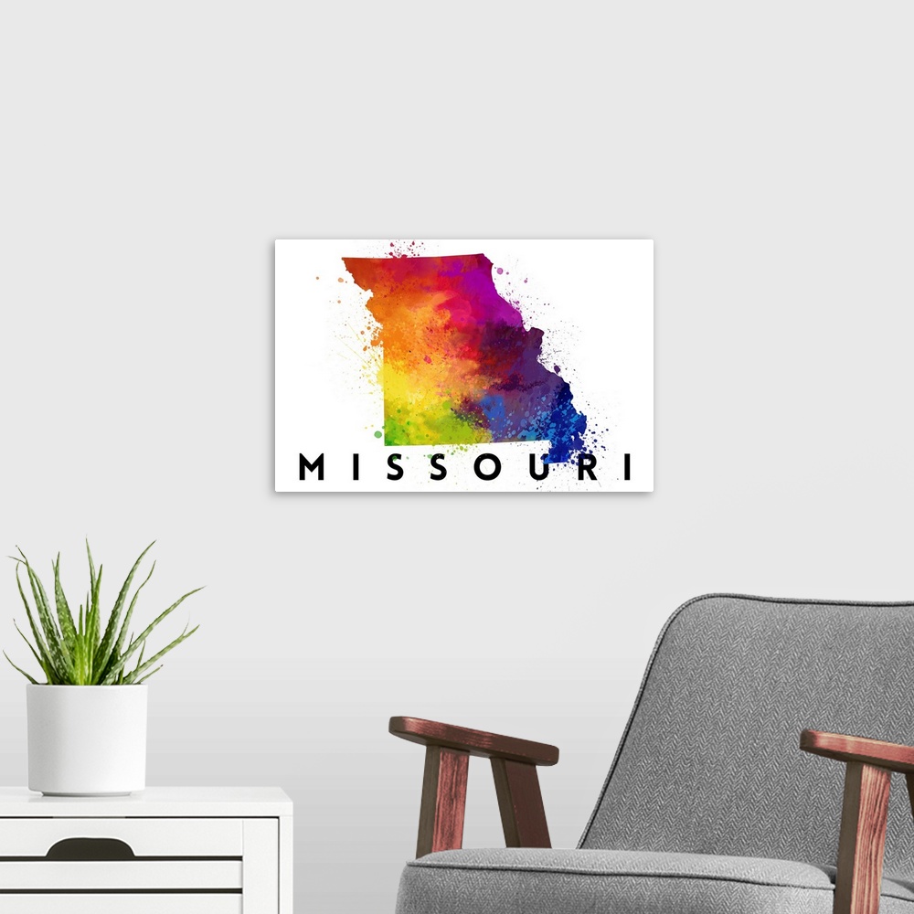 A modern room featuring Missouri - State Abstract Watercolor
